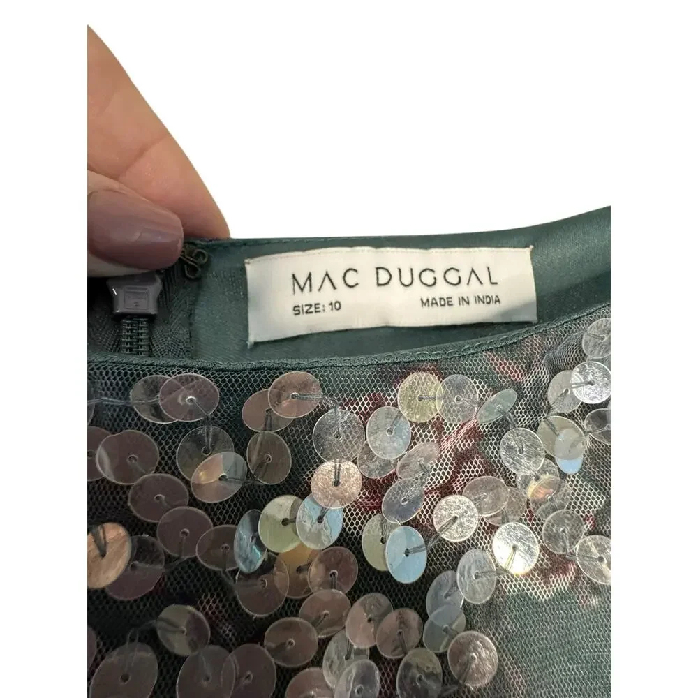 Mac Duggal NWT Floral Printed Sequin Formal Gown in Grey Multi Size 10 - Picture 6 of 8